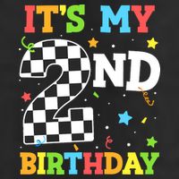 ItS My 2nd Birthday Boy 2 Two Racing Car Flag Race Car Adult Drive Performance Visor