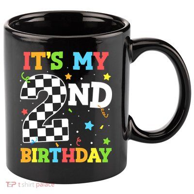 ItS My 2nd Birthday Boy 2 Two Racing Car Flag Race Car 11oz C Handle Ceramic Mug