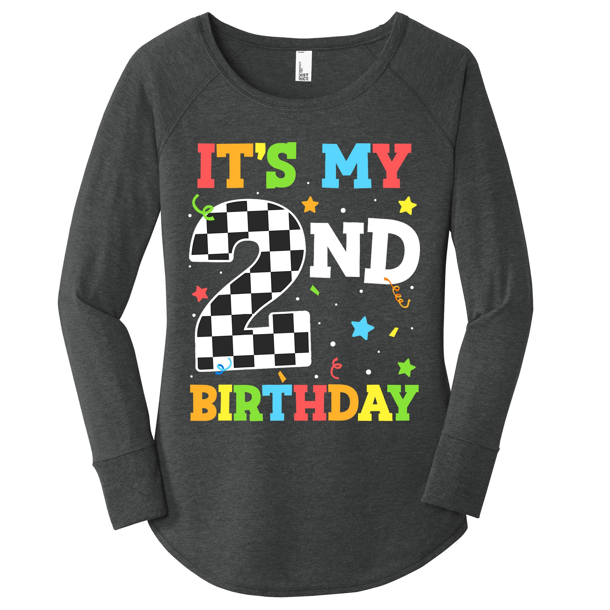 ItS My 2nd Birthday Boy 2 Two Racing Car Flag Race Car Women's Perfect Tri Tunic Long Sleeve Shirt