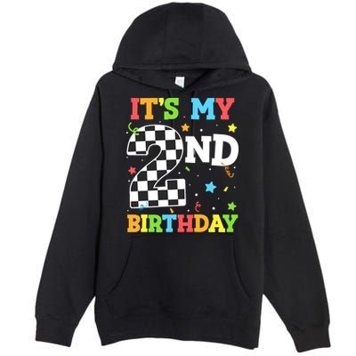ItS My 2nd Birthday Boy 2 Two Racing Car Flag Race Car Premium Pullover Hoodie