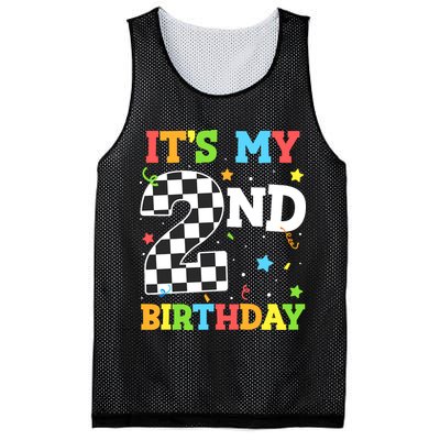 ItS My 2nd Birthday Boy 2 Two Racing Car Flag Race Car Mesh Reversible Basketball Jersey Tank