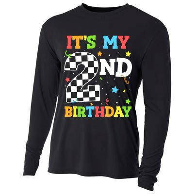 ItS My 2nd Birthday Boy 2 Two Racing Car Flag Race Car Cooling Performance Long Sleeve Crew