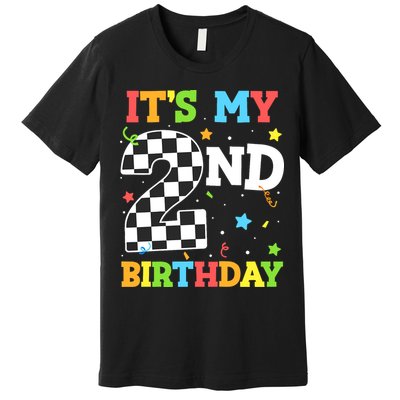 ItS My 2nd Birthday Boy 2 Two Racing Car Flag Race Car Premium T-Shirt
