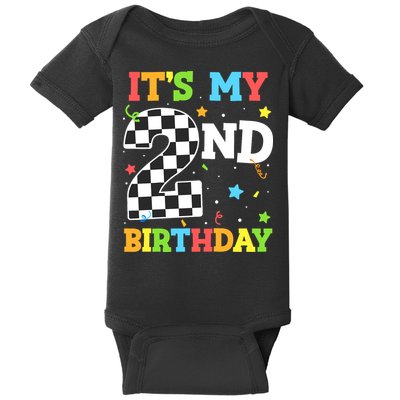 ItS My 2nd Birthday Boy 2 Two Racing Car Flag Race Car Baby Bodysuit