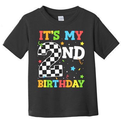 ItS My 2nd Birthday Boy 2 Two Racing Car Flag Race Car Toddler T-Shirt