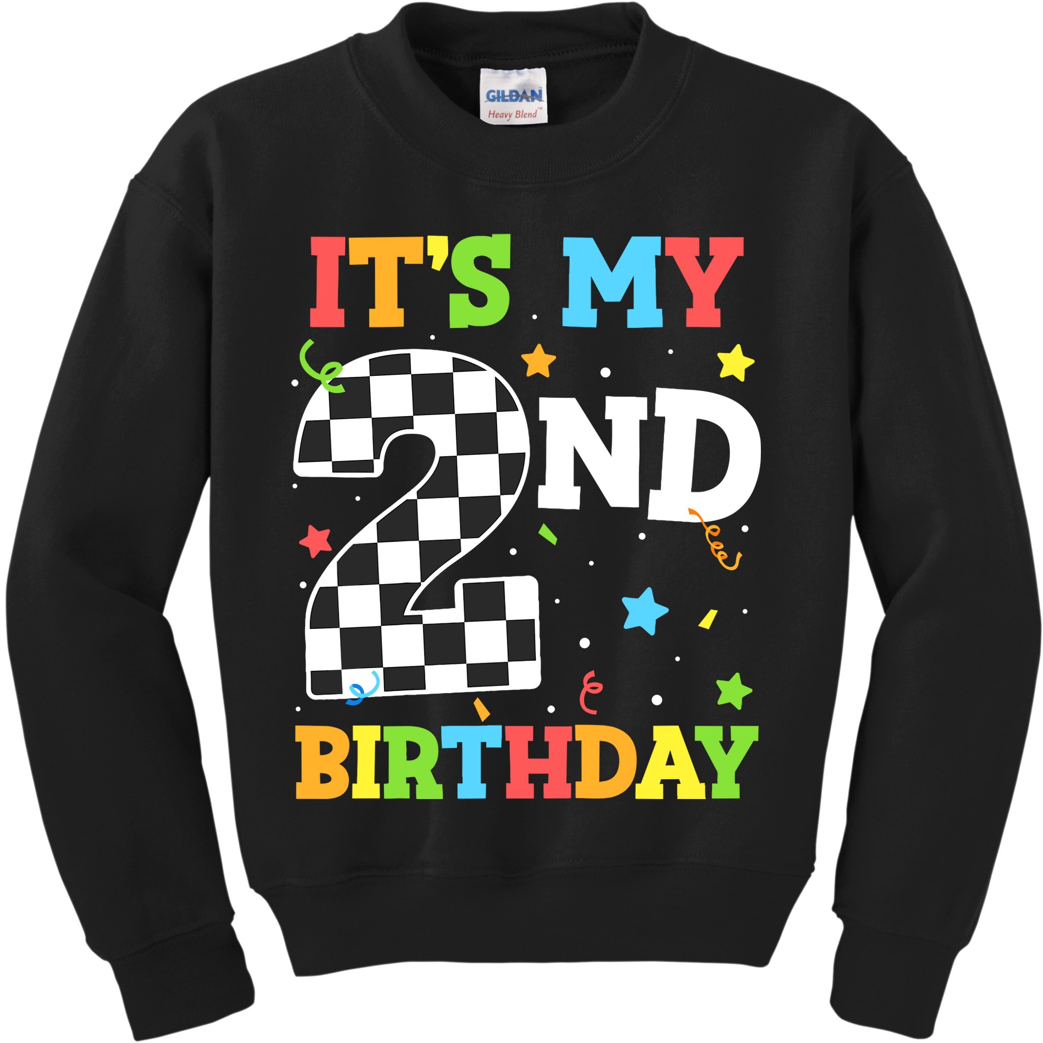 ItS My 2nd Birthday Boy 2 Two Racing Car Flag Race Car Kids Sweatshirt