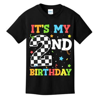 ItS My 2nd Birthday Boy 2 Two Racing Car Flag Race Car Kids T-Shirt
