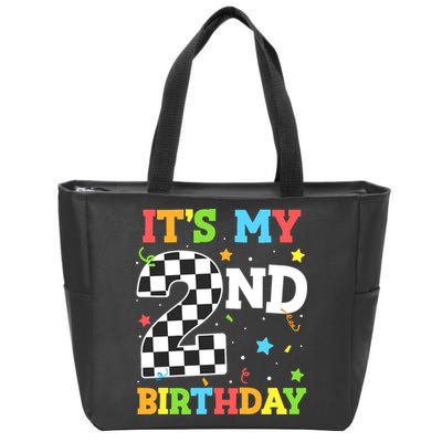 ItS My 2nd Birthday Boy 2 Two Racing Car Flag Race Car Zip Tote Bag