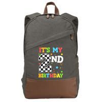 ItS My 2nd Birthday Boy 2 Two Racing Car Flag Race Car Cotton Canvas Backpack