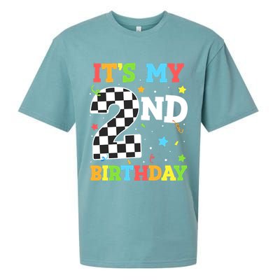 ItS My 2nd Birthday Boy 2 Two Racing Car Flag Race Car Sueded Cloud Jersey T-Shirt