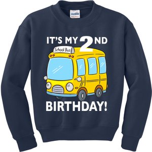 It's My 2nd Birthday School bus theme party 2 years old Kids Sweatshirt