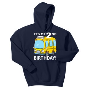 It's My 2nd Birthday School bus theme party 2 years old Kids Hoodie