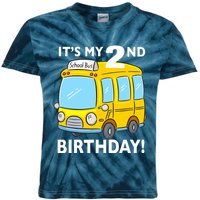 It's My 2nd Birthday School bus theme party 2 years old Kids Tie-Dye T-Shirt