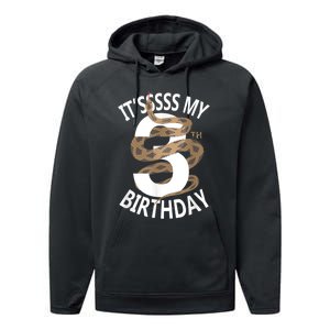 Its My 3rd Birthday 3 Years Old Snake Boy And Girl Party Performance Fleece Hoodie