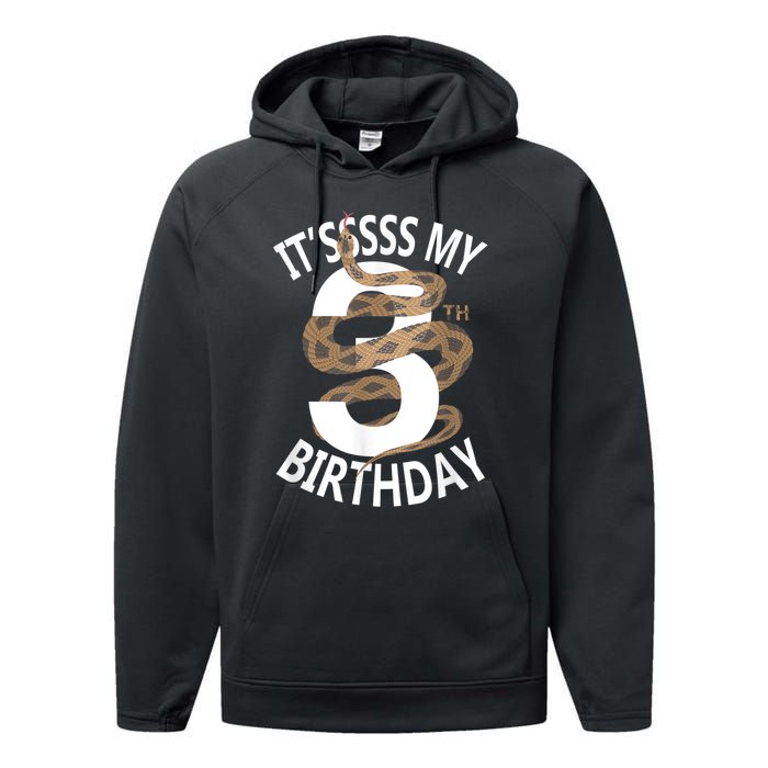 Its My 3rd Birthday 3 Years Old Snake Boy And Girl Party Performance Fleece Hoodie