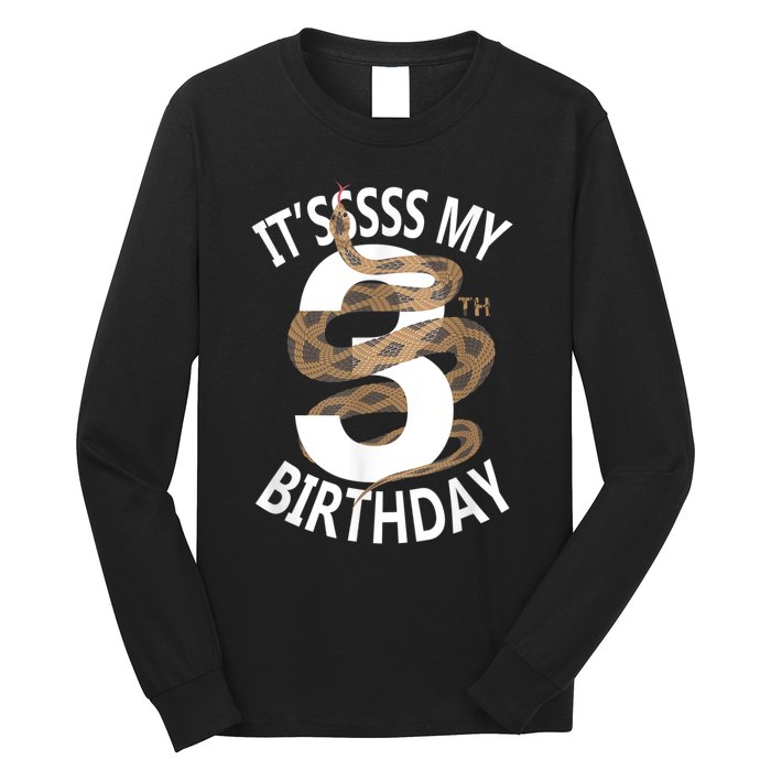 Its My 3rd Birthday 3 Years Old Snake Boy And Girl Party Long Sleeve Shirt