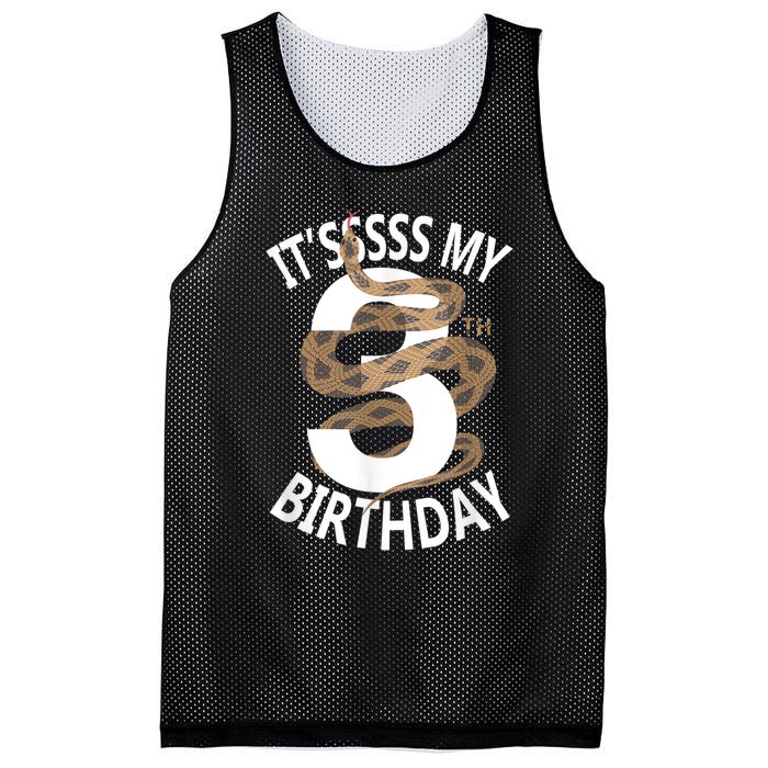 Its My 3rd Birthday 3 Years Old Snake Boy And Girl Party Mesh Reversible Basketball Jersey Tank