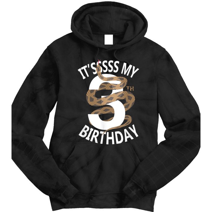 Its My 3rd Birthday 3 Years Old Snake Boy And Girl Party Tie Dye Hoodie