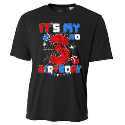 ItS My 3rd Birthday Spider Theme Party 3 Year Old Cooling Performance Crew T-Shirt