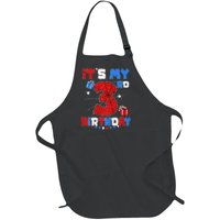 ItS My 3rd Birthday Spider Theme Party 3 Year Old Full-Length Apron With Pockets