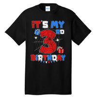 ItS My 3rd Birthday Spider Theme Party 3 Year Old Tall T-Shirt