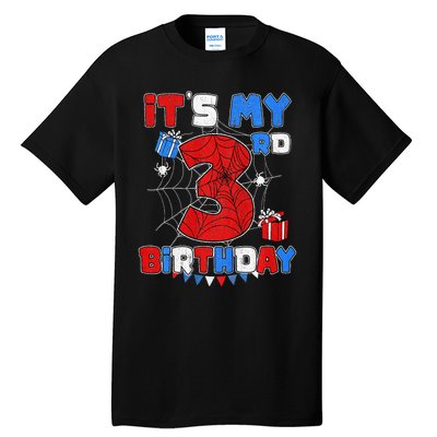 ItS My 3rd Birthday Spider Theme Party 3 Year Old Tall T-Shirt