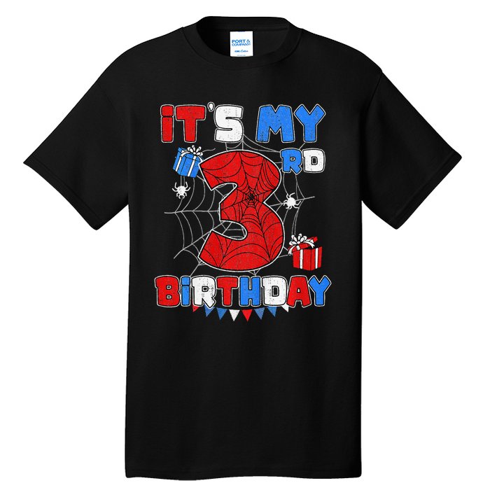 ItS My 3rd Birthday Spider Theme Party 3 Year Old Tall T-Shirt