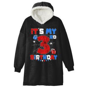 ItS My 3rd Birthday Spider Theme Party 3 Year Old Hooded Wearable Blanket