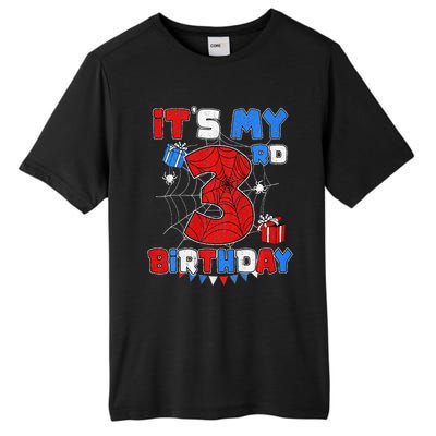 ItS My 3rd Birthday Spider Theme Party 3 Year Old Tall Fusion ChromaSoft Performance T-Shirt