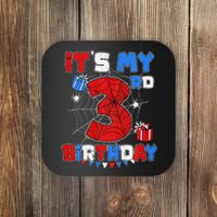 ItS My 3rd Birthday Spider Theme Party 3 Year Old Coaster