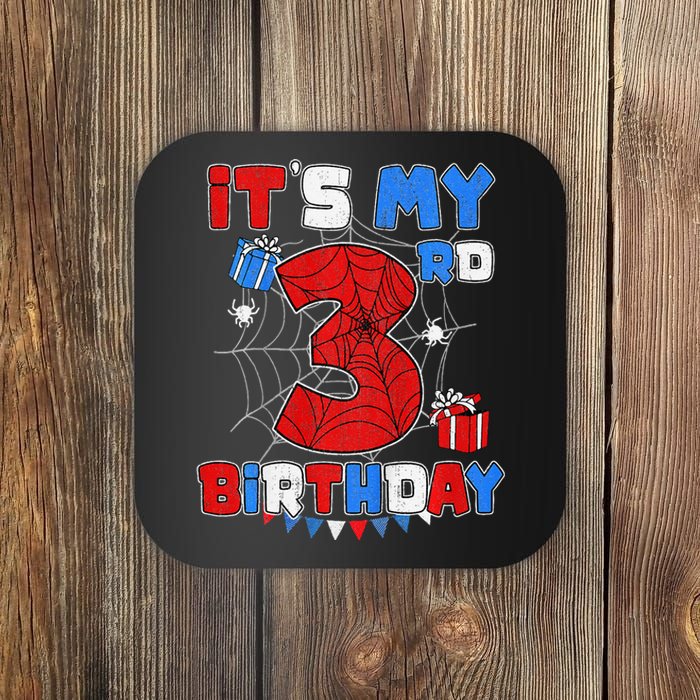 ItS My 3rd Birthday Spider Theme Party 3 Year Old Coaster