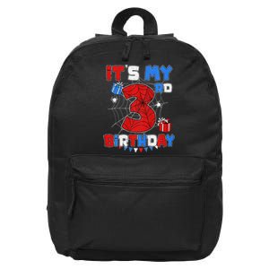 ItS My 3rd Birthday Spider Theme Party 3 Year Old 16 in Basic Backpack