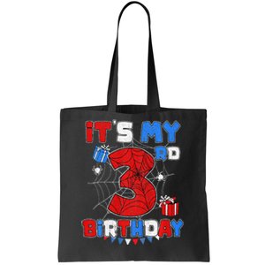 ItS My 3rd Birthday Spider Theme Party 3 Year Old Tote Bag