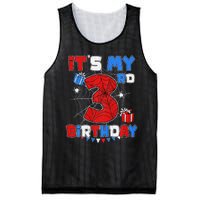 ItS My 3rd Birthday Spider Theme Party 3 Year Old Mesh Reversible Basketball Jersey Tank