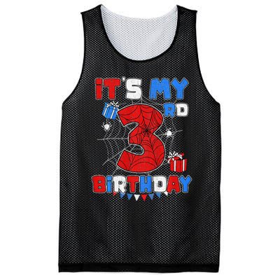 ItS My 3rd Birthday Spider Theme Party 3 Year Old Mesh Reversible Basketball Jersey Tank