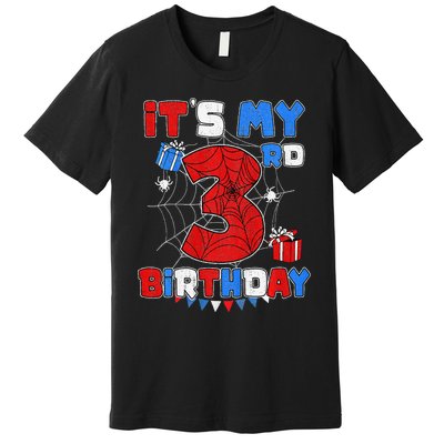 ItS My 3rd Birthday Spider Theme Party 3 Year Old Premium T-Shirt