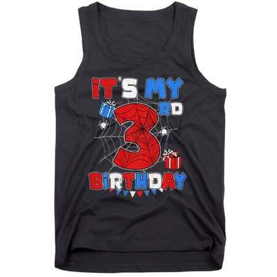 ItS My 3rd Birthday Spider Theme Party 3 Year Old Tank Top