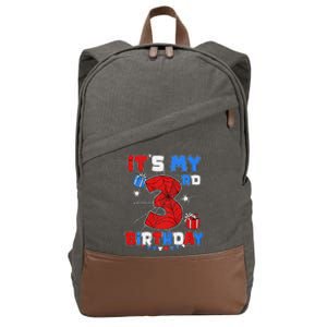 ItS My 3rd Birthday Spider Theme Party 3 Year Old Cotton Canvas Backpack