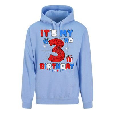 ItS My 3rd Birthday Spider Theme Party 3 Year Old Unisex Surf Hoodie