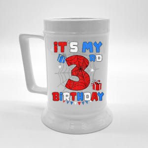 ItS My 3rd Birthday Spider Theme Party 3 Year Old Beer Stein