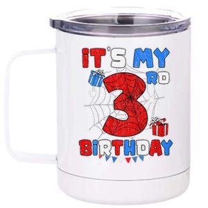 ItS My 3rd Birthday Spider Theme Party 3 Year Old 12 oz Stainless Steel Tumbler Cup