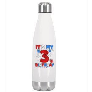 ItS My 3rd Birthday Spider Theme Party 3 Year Old Stainless Steel Insulated Water Bottle