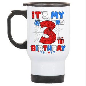 ItS My 3rd Birthday Spider Theme Party 3 Year Old Stainless Steel Travel Mug