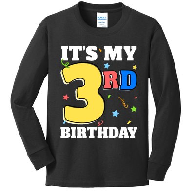 ItS My 3rd Birthday Boy 3 Girl Three Happy Birthday Kids Long Sleeve Shirt