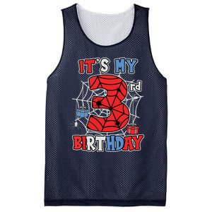 Its My 3rd Birthday Spider Theme Party 3 Year Old Boy Mesh Reversible Basketball Jersey Tank