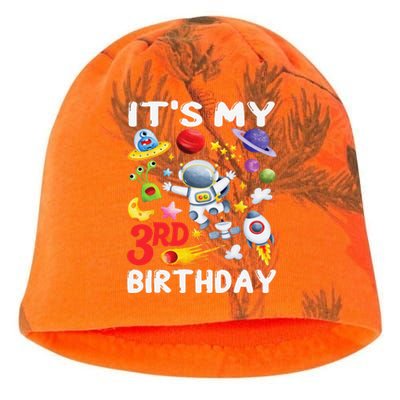 Its My 3rd Birthday Astronaut Space Bday Party Kati - Camo Knit Beanie