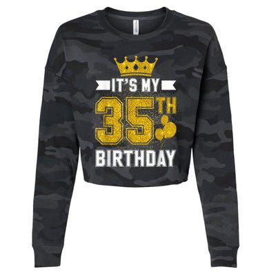 It's My 35th Birthday Party Bday 35 Years Old  And Woman Cropped Pullover Crew