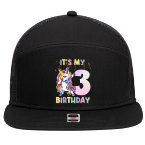 It's My 3rd Birthday Unicorn 3 Year Olds Outfit 7 Panel Mesh Trucker Snapback Hat