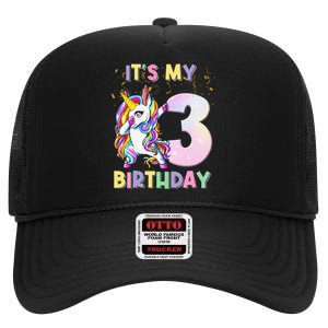 It's My 3rd Birthday Unicorn 3 Year Olds Outfit High Crown Mesh Back Trucker Hat