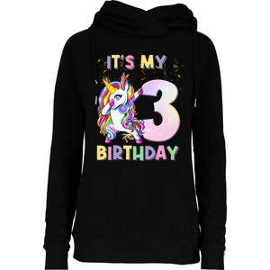 It's My 3rd Birthday Unicorn 3 Year Olds Outfit Womens Funnel Neck Pullover Hood